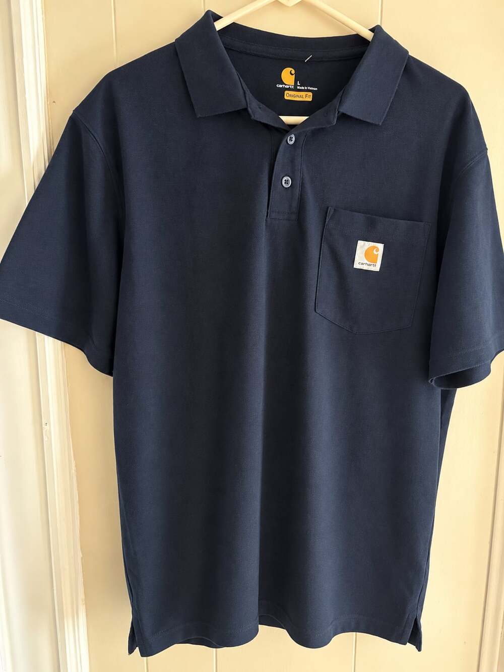 Carhartt Contractors Work Pocket Polo Size L Navy Blue Original Fit